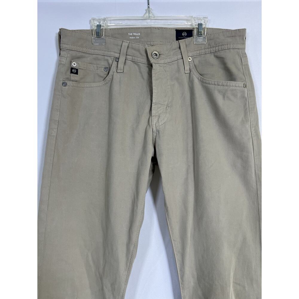 AG Tellis Modern Slim Sueded Sateen Chino Jeans Luxe Mens 30/34 Khaki - Picture 4 of 13